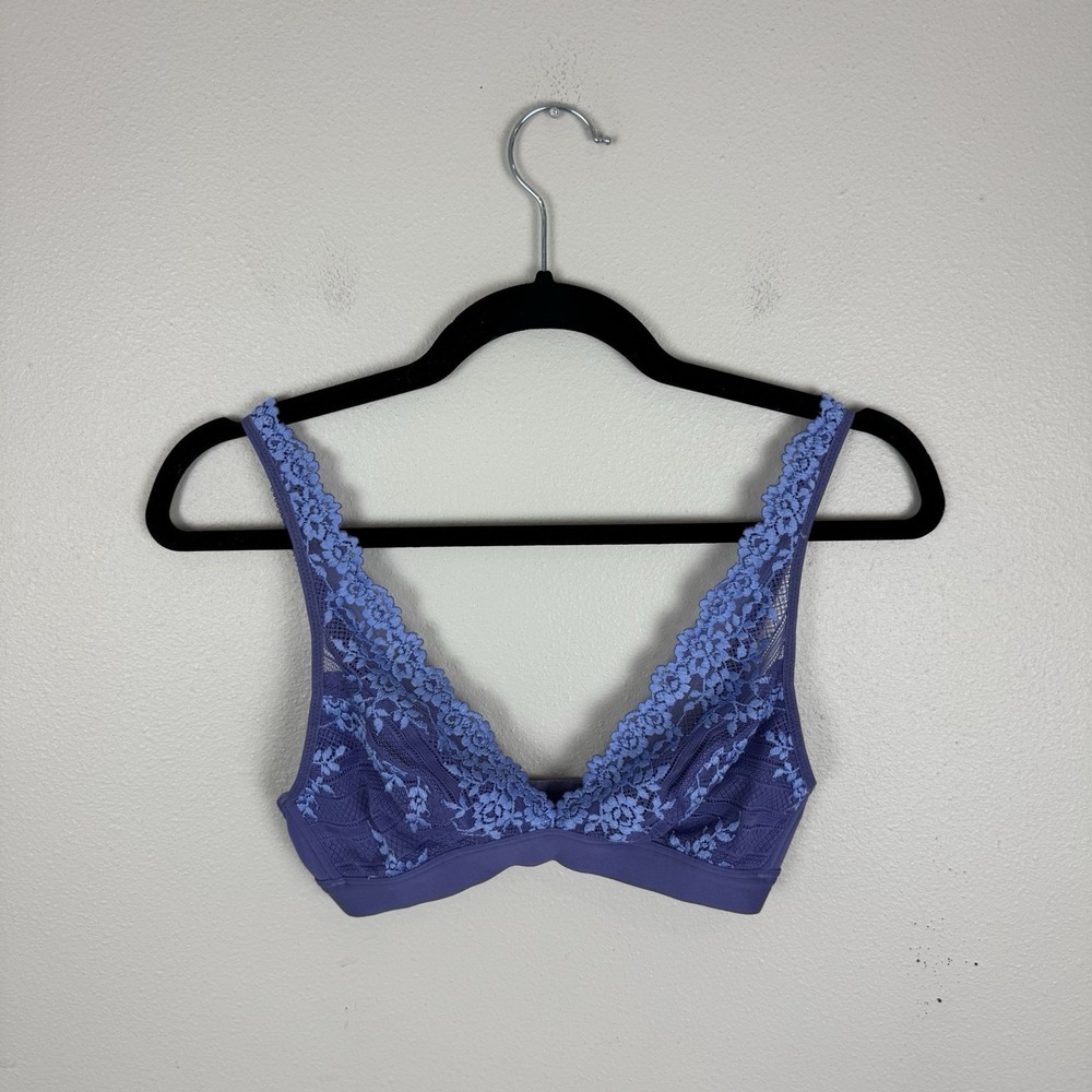 Wacoal Embrace Lace Wire Free Bralette Purple Blue Size 34